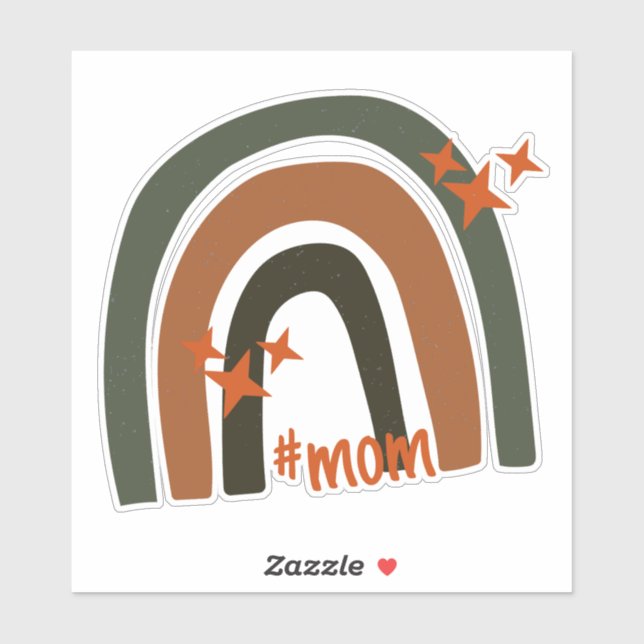 Green Orange Bohemisch Rainbow Personalisiert #Mom Aufkleber (Blatt)