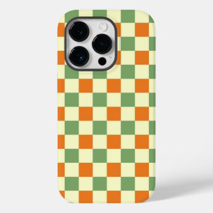 Green Orange Brown Checkered Gingham Pattern Case-Mate iPhone 14 Pro Hülle