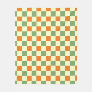 Green Orange Brown Checkered Gingham Pattern Fleecedecke