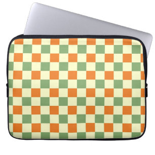 Green Orange Brown Checkered Gingham Pattern Laptopschutzhülle