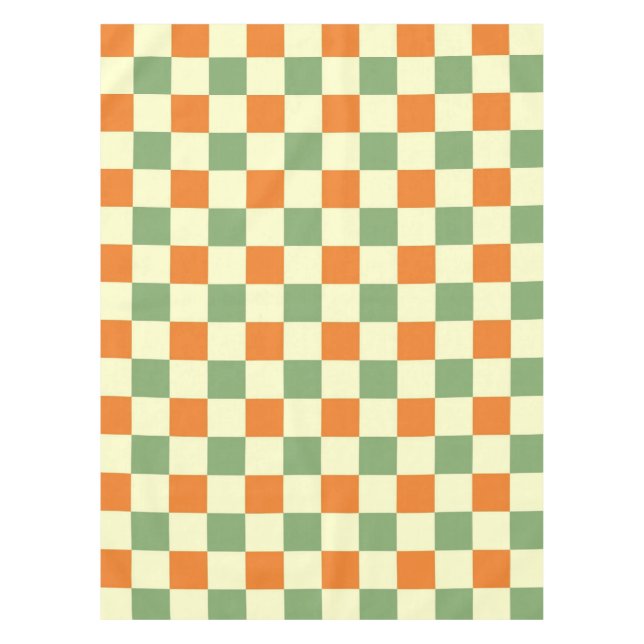 Green Orange Brown Checkered Gingham Pattern Tischdecke (Vorderseite)