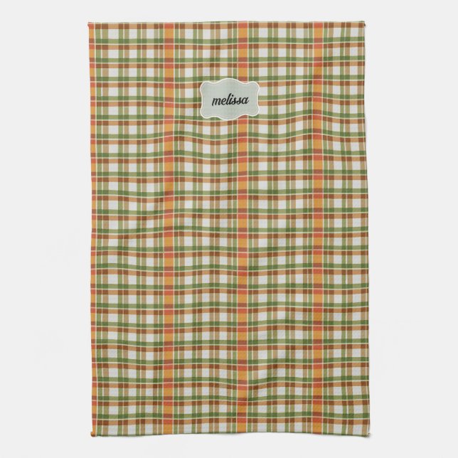 Green Orange Gingham Geschirrtuch (Vertikal)