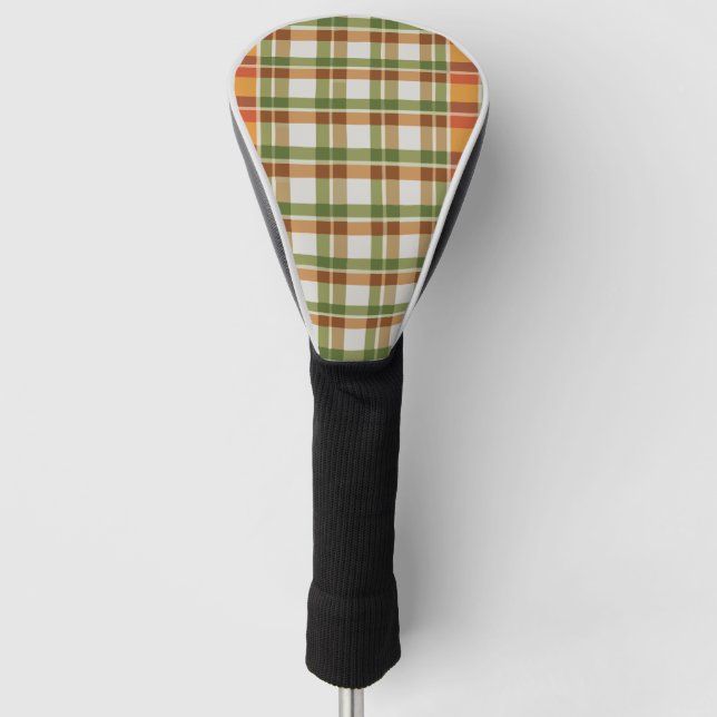 Green Orange Gingham Golf Headcover (Vorderseite)