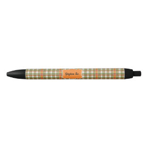 Green Orange Gingham Kugelschreiber