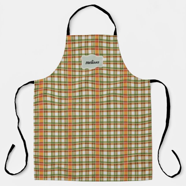 Green Orange Gingham Schürze (Vorderseite)