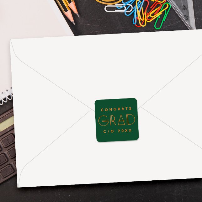 Green Orange Grad Typography Graduation Sticker (Von Creator hochgeladen)