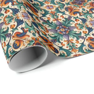 Green Orange Lila portugiesisch Azulejos Tiles Art Geschenkpapier