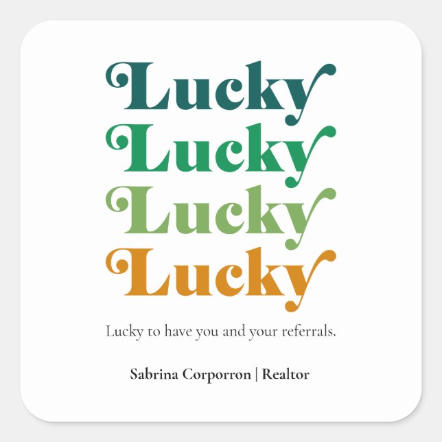 Green & Orange Lucky St. Patrick's Day Marketing Quadratischer Aufkleber (Vorderseite)