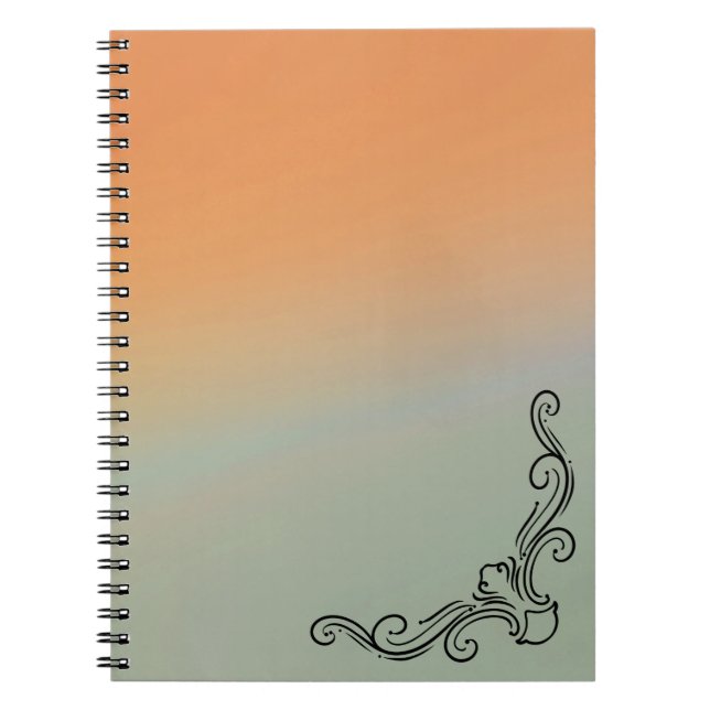 Green & Orange Ombre Notebook with Black Accent Notizblock (Vorderseite)