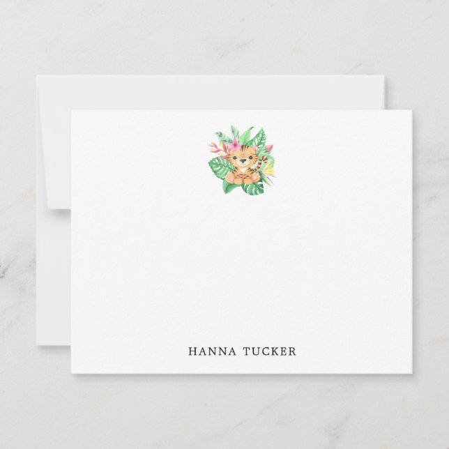 Green Orange Pink Niedlich Baby Tiger Flat Note Ca Mitteilungskarte (Vorderseite)