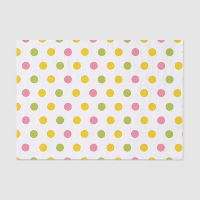 GREEN ORANGE PINK YELLOW POLKA DOTS SEIDENPAPIER (Vorderseite)
