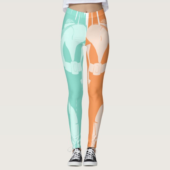 Green Orange Sun Dress Thick Chic Leggings (Vorderseite)