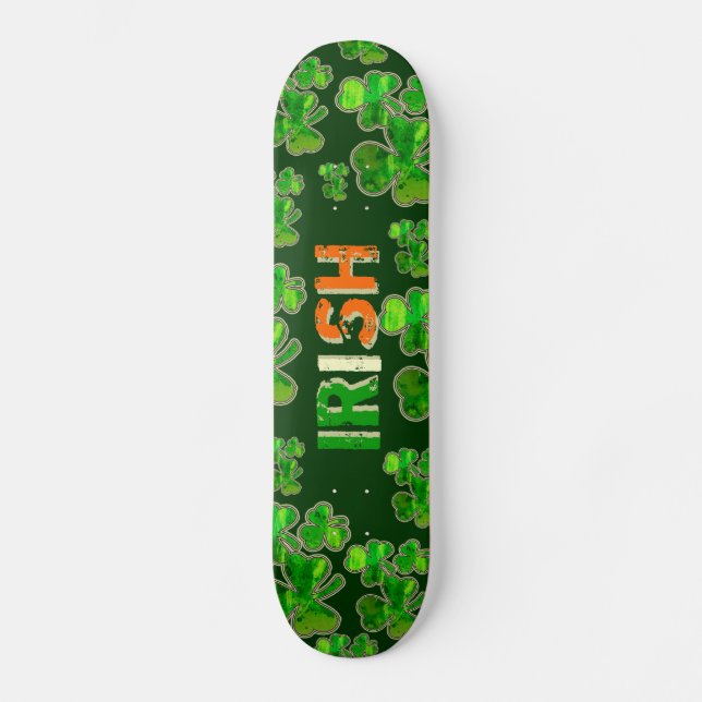 Green Orange White Irish Flag Kleeblatt Skateboard (Vorderseite)