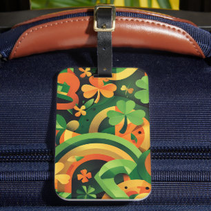 GREEN ORANGE YELLOW ABSTRAKT IRISH PATTERN GEPÄCKANHÄNGER