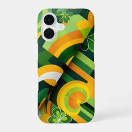 GREEN ORANGE YELLOW IRISH ABSTRAKTE PATTER iPhone 16 HÜLLE