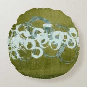 Green Orbs I Rundes Kissen