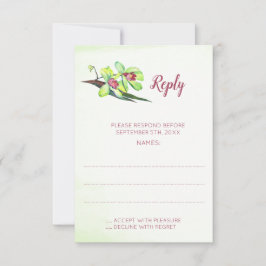 Green Orchid Marsala Wedding Reply Cards RSVP Karte