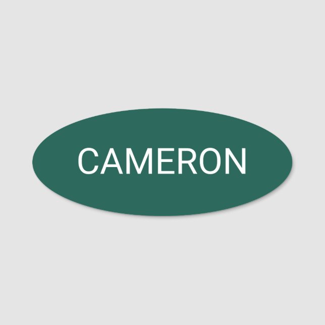 Green Oval Name Tag Abzeichen Button oder Magnetic (Vorderseite)