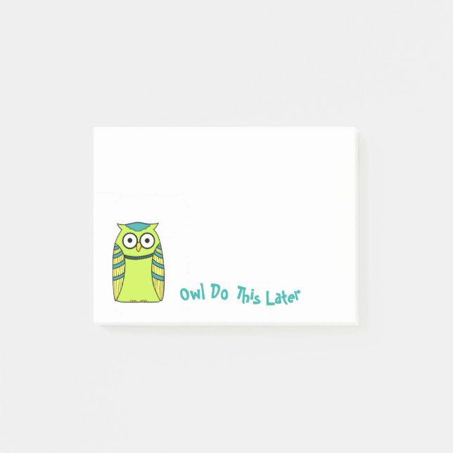 Green Owl Memo Pad Post-it Klebezettel (Vorderseite)