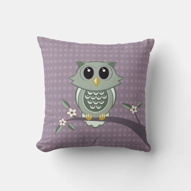 Green Owl Polka Dots American MoJo Pillows Kissen (Vorderseite)