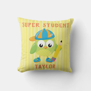 Green Owl Super Student Kissen