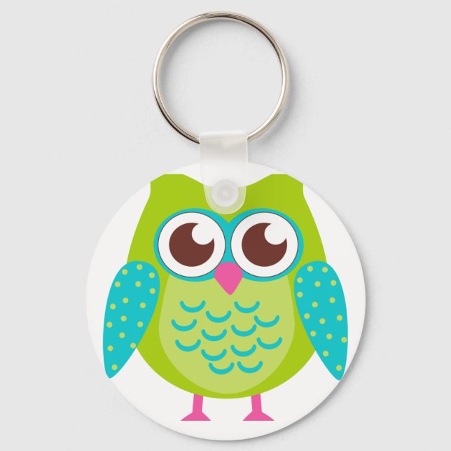 Green Owls Gift Schlüsselanhänger (Vorderseite)