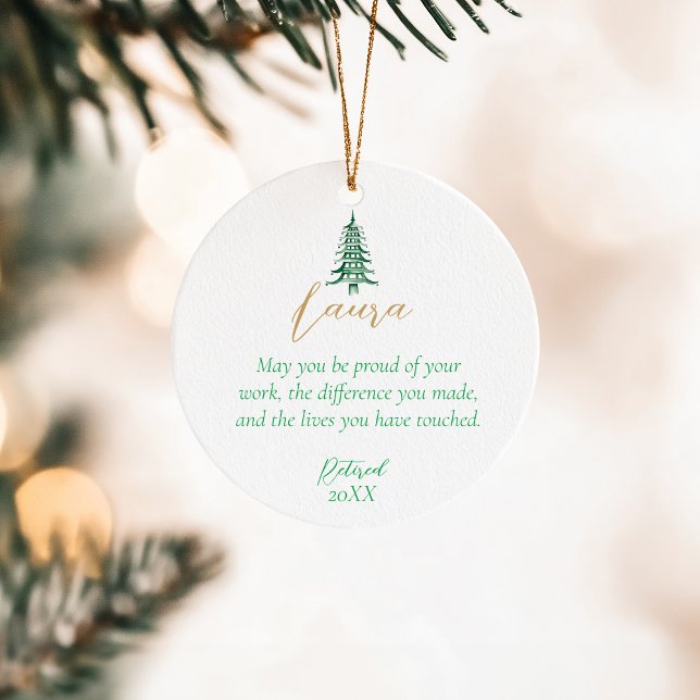 Green Pagoda Weihnachtsbaumruhestand 1-Foto Keramik Ornament (Green Pagoda Christmas Tree Retirement 1-Photo Ceramic Ornament)