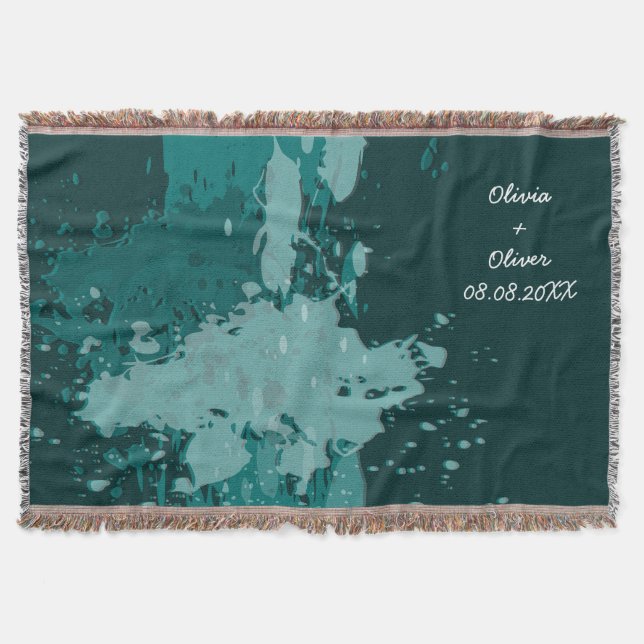 Green Paint Spritzer Outdoor Wedding Party Blanket Decke (Vorderseite)