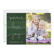 Green Painted Peace Liebe Joy Foto Holiday Card
