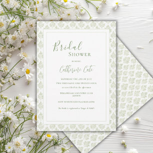 Green Paisley Minimalistisches Vintages Brautparty Einladung