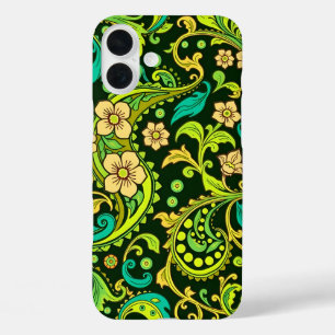 Green Paisley Pattern iPhone 16 Plus Hülle