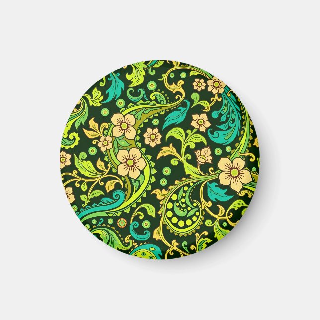 Green Paisley Pattern Magnet (Vorne)