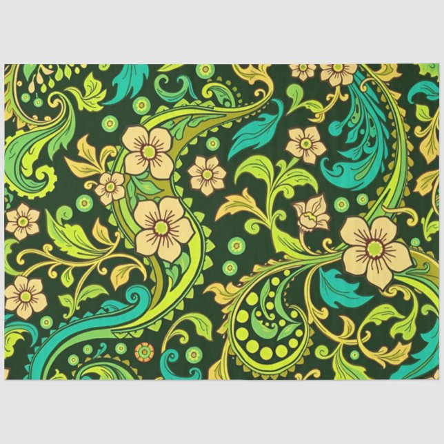 Green Paisley Pattern Seidenpapier (Vorderseite)
