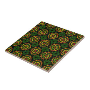 Green Paisley Pattern Tile Fliese