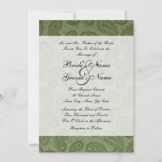 Green Paisley Wedding Einladung