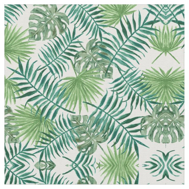 Green Palm Blätter Art Aquarellbilder Stoff (Nahaufnahme)