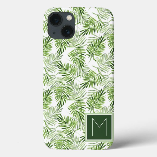 Green Palm Blätter | Monogramm Case-Mate iPhone Hülle (Rückseite)