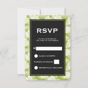 Green Palm Blätter Rainforest Muster Hochzeit RSVP Karte