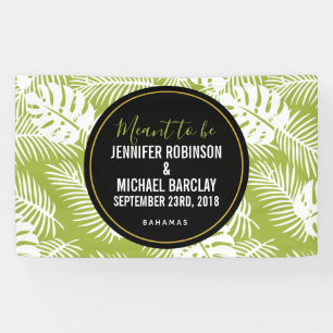 Green Palm Blätter Rainforest Pattern Hochzeit Banner