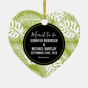 Green Palm Blätter Rainforest Pattern Hochzeit Keramik Ornament