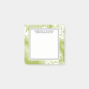 Green Palm Blätter Rainforest Pattern Hochzeit Post-it Klebezettel