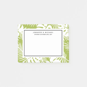 Green Palm Blätter Rainforest Pattern Hochzeit Post-it Klebezettel