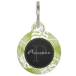 Green Palm Blätter Regenwald Muster Monogram Haustiermarke