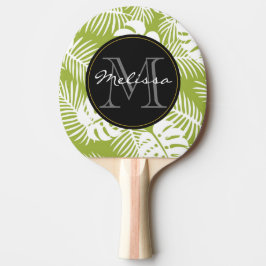 Green Palm Blätter Regenwald Muster Monogram Tischtennis Schläger