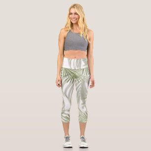 Green Palm Bliss 1 #art #natural Capri Leggings