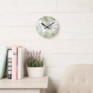 Green Palm Bliss 1 #art #natural Runde Wanduhr