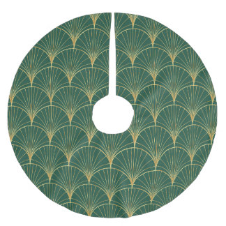 Green Palm Leaf Art Deco Polyester Weihnachtsbaumdecke