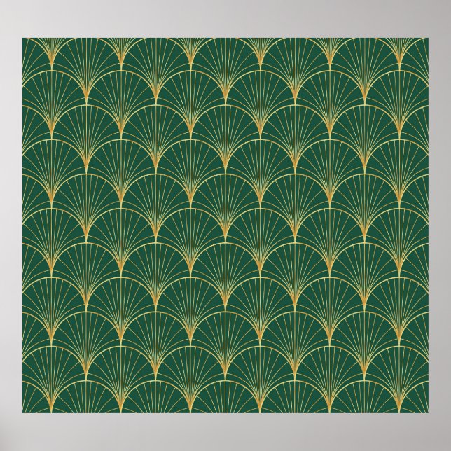 Green Palm Leaf Art Deco Poster (Vorne)