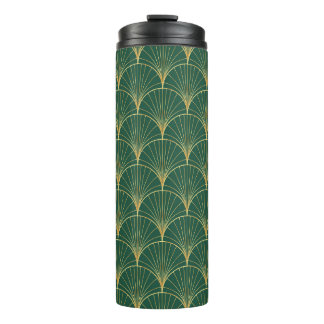 Green Palm Leaf Art Deco Thermosbecher