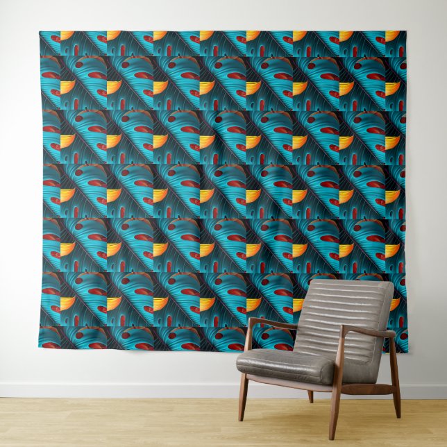 Green Palm Leaf Muster Wandteppich (Beispiel (Horizontal))